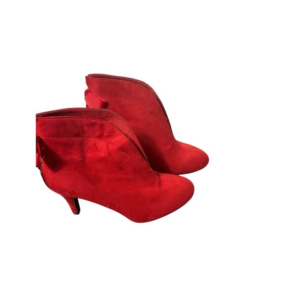 IMPO Red Stretch Faux Suede High Heel Pull On Bootie Sz 6 - Picture 4 of 4